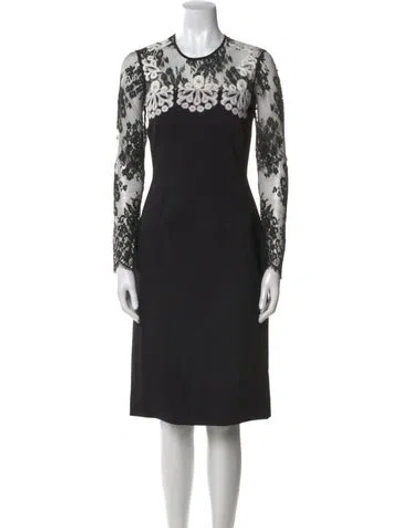 Pre-owned Erdem Lace Pattern Long Dress In Black