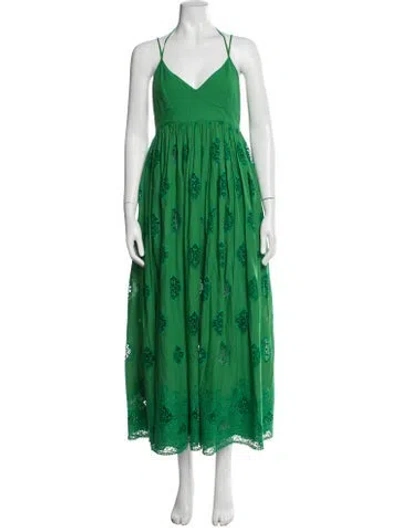 Pre-owned Erdem Lace Pattern Long Dress In Green