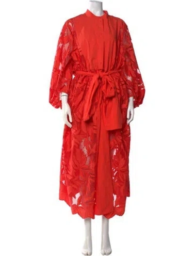 Pre-owned Erdem Lace Pattern Long Dress W/ Tags In Red