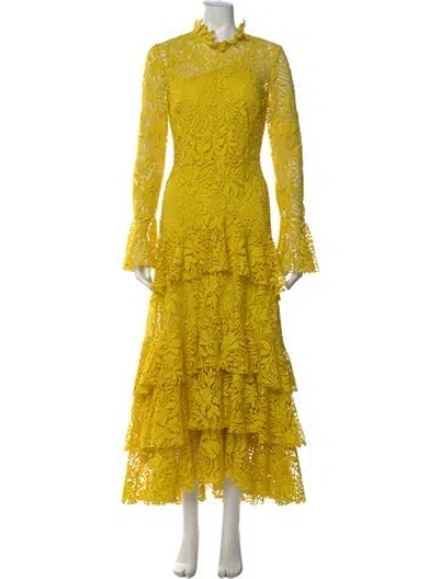 Pre-owned Erdem Lace Pattern Long Dress W/ Tags In Yellow