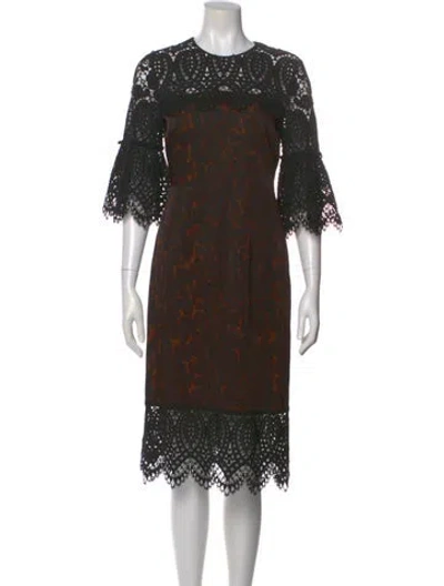 Pre-owned Erdem Lace Pattern Midi Length Dress In Black
