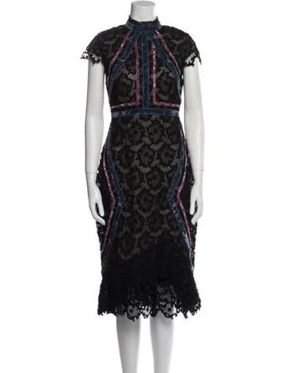 Pre-owned Erdem Lace Pattern Midi Length Dress In Black