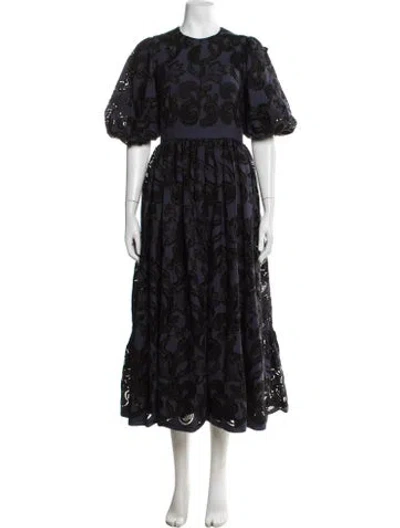 Pre-owned Erdem Lace Pattern Midi Length Dress In Blue