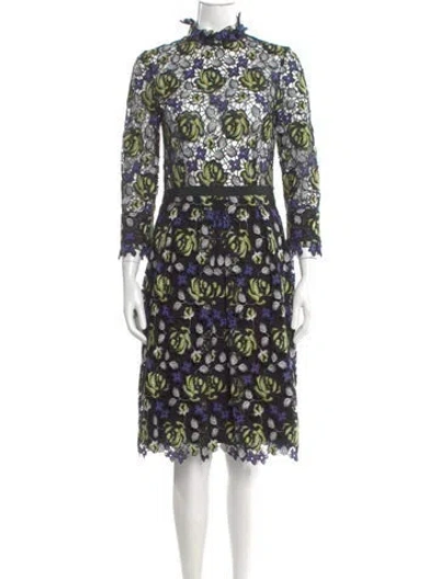 Pre-owned Erdem Lace Pattern Midi Length Dress In Multicolor