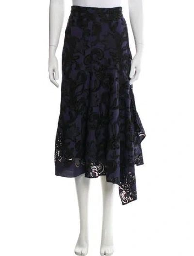 Pre-owned Erdem Lace Pattern Midi Length Skirt In Blue