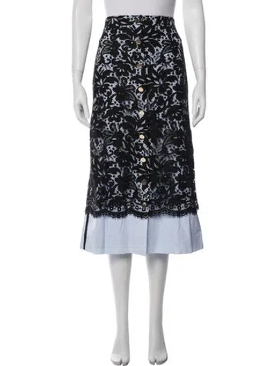 Pre-owned Erdem Lace Pattern Midi Length Skirt In Blue
