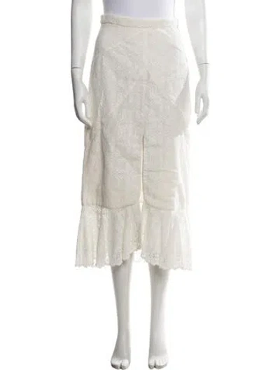 Pre-owned Erdem Lace Pattern Midi Length Skirt In Neutrals