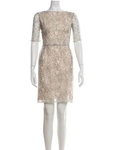 Pre-owned Erdem Lace Pattern Mini Dress In Neutrals