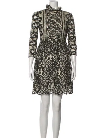 Pre-owned Erdem Lace Pattern Mini Dress In Neutrals
