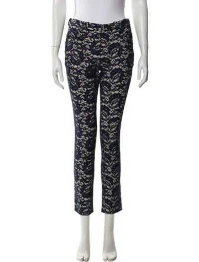 Pre-owned Erdem Lace Pattern Skinny Leg Pants In Blue