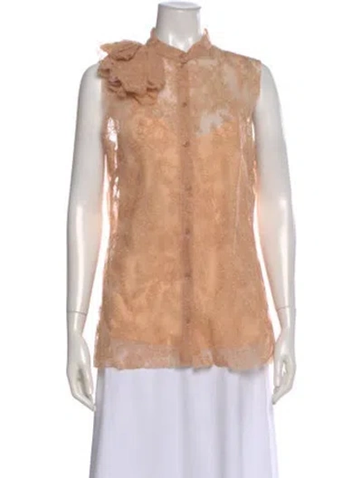 Pre-owned Erdem Lace Pattern Sleeveless Blouse In Neutral