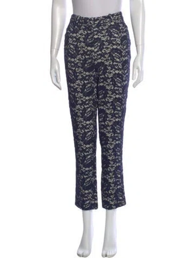 Pre-owned Erdem Lace Pattern Straight Leg Pants In Blue