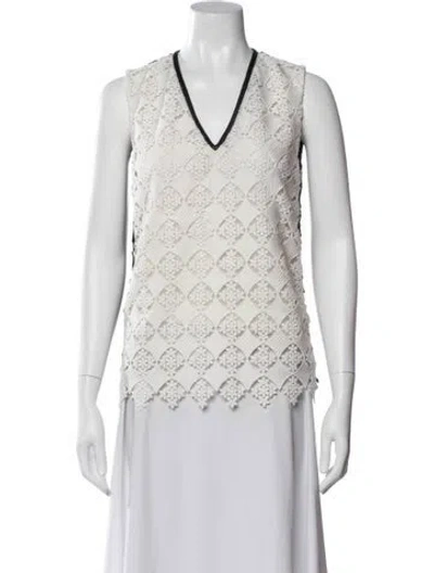 Pre-owned Erdem Lace Pattern V-neck Blouse In Multi