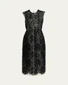 Erdem Metallic Thread Lace Pencil Midi Dress In Black