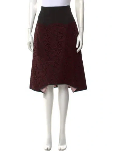 Pre-owned Erdem Lace Trim Embellishment Knee-length Skirt In Burgundy