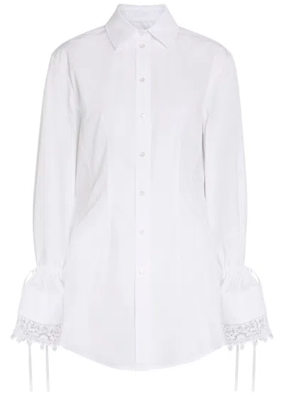 Erdem Lace-trimmed Cotton-poplin Shirt In White