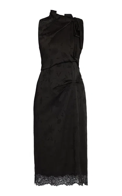 Erdem Lace-trimmed Creponne Midi Dress In Black