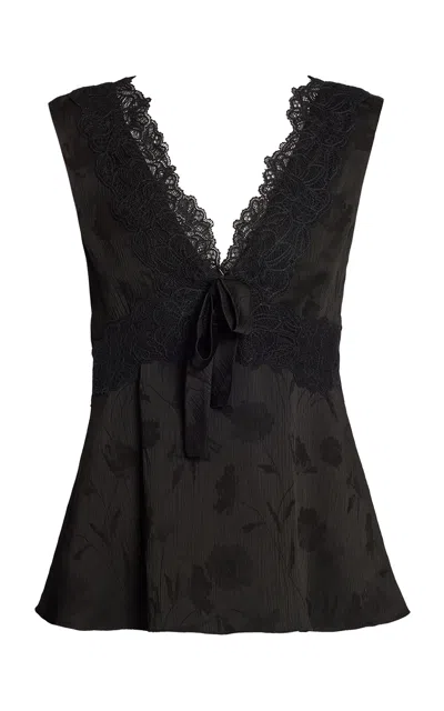 Erdem Lace-trimmed Creponne Top In Black
