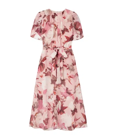 Erdem Lace-up Pleated Printed Dress In Multi