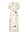 Erdem Floral Print Textured Satin Midi Pencil Dress In Multi