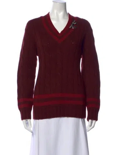 Pre-owned Erdem Lambswool V-neck Sweater In Red