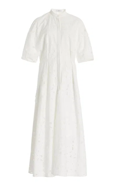 Erdem Laser-cut Cotton-blend Midi Shirt Dress In Ivory