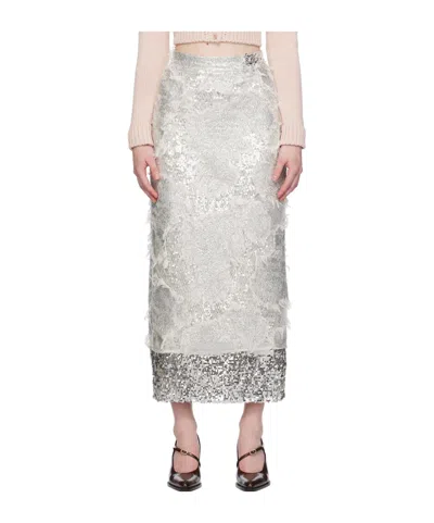Erdem Layered Mid-length Skirt In White