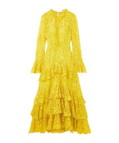 Erdem Layered Ruffle Dress In Yellow