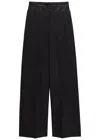 Erdem Layered Wide-leg Silk-blend And Wool Trousers In Black