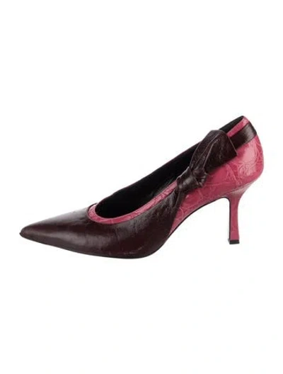 Pre-owned Erdem Leather Animal Print Pumps In Burgundy