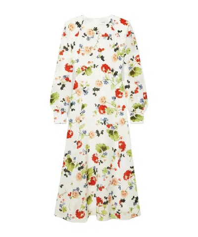 Erdem Leigh Floral-print Dress In White