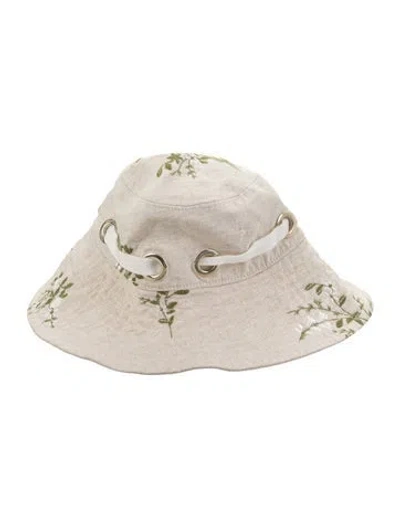 Pre-owned Erdem Linen Blend Bucket Hat In Neutrals