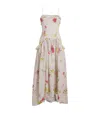 Erdem Womens Floral-print Oversized-pockets Linen Midi Dress Dancing Carnation