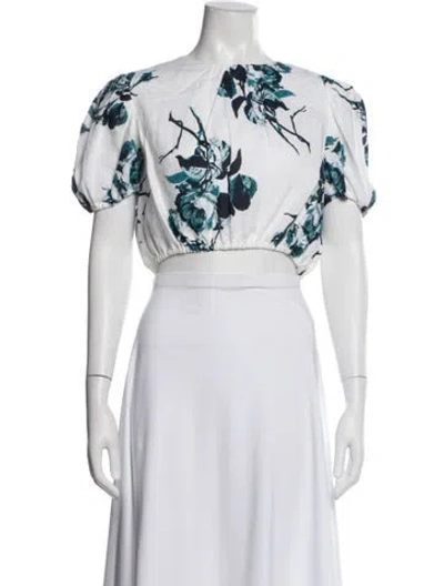 Pre-owned Erdem Linen Floral Print Crop Top In Multi