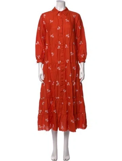Pre-owned Erdem Linen Knee-length Dress In Orange
