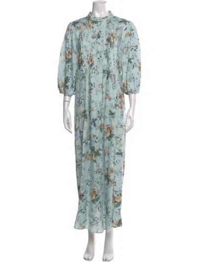 Pre-owned Erdem Linen Long Dress In Blue
