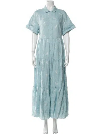 Pre-owned Erdem Linen Long Dress In Blue