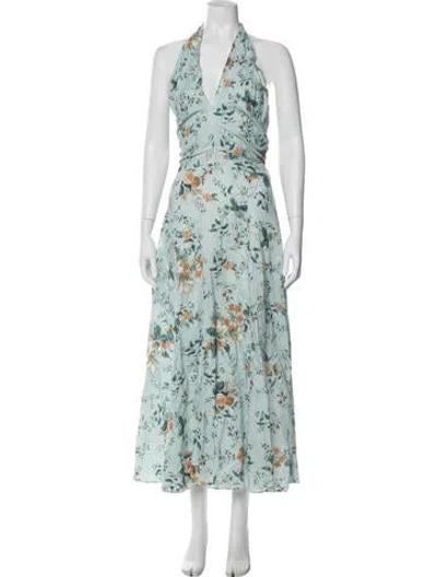 Pre-owned Erdem Linen Long Dress In Blue