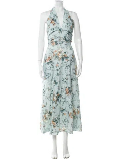 Pre-owned Erdem Linen Long Dress In Blue