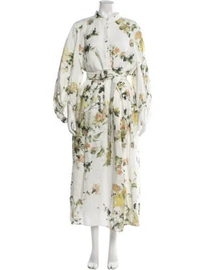 Pre-owned Erdem Linen Long Dress In Multicolor