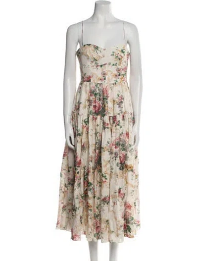 Pre-owned Erdem Linen Long Dress In Neutral