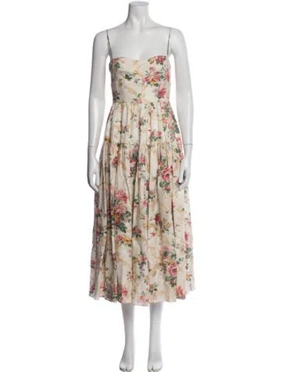 Pre-owned Erdem Linen Long Dress In Neutral