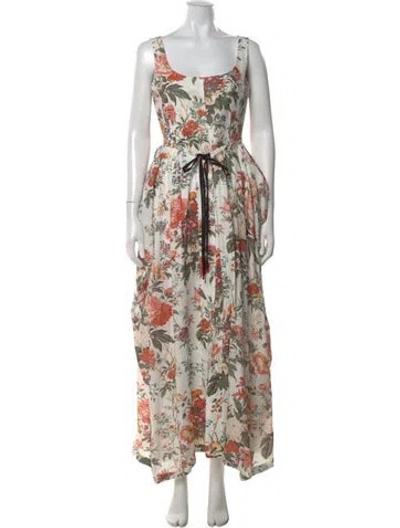 Pre-owned Erdem Linen Long Dress In Neutral