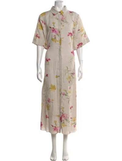 Pre-owned Erdem Linen Long Dress In Neutral