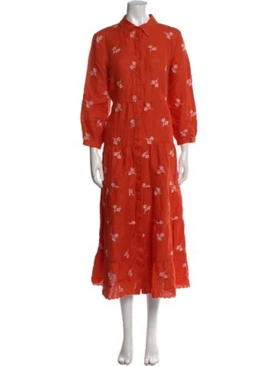 Pre-owned Erdem Linen Long Dress In Orange
