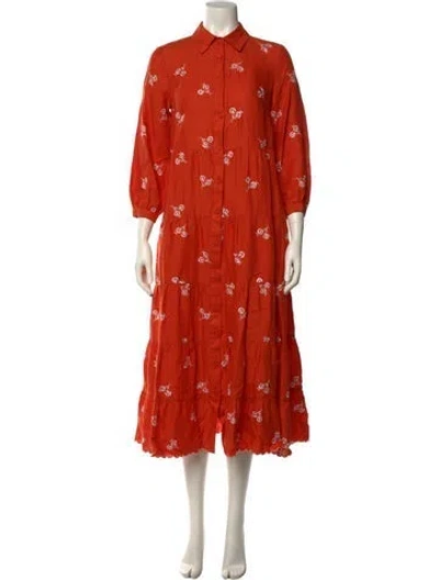 Pre-owned Erdem Linen Long Dress In Orange