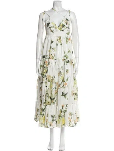 Pre-owned Erdem Linen Long Dress W/ Tags In Neutral