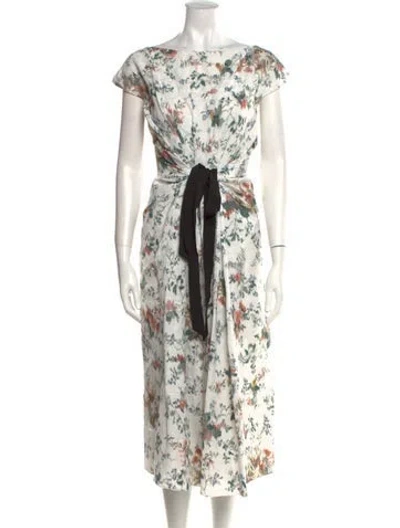 Pre-owned Erdem Linen Long Dress In White