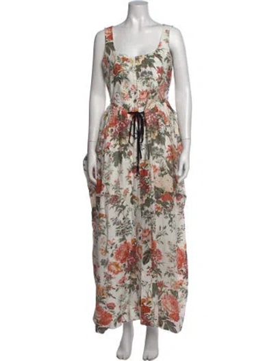 Pre-owned Erdem Linen Long Dress In White