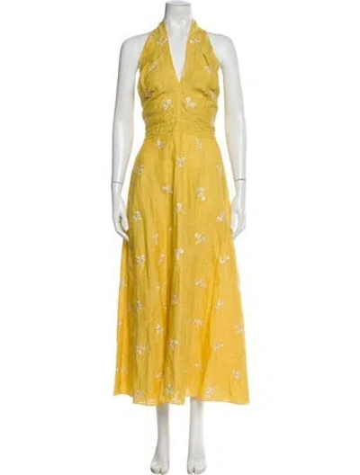Pre-owned Erdem Linen Long Dress In Yellow